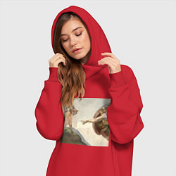 Женское худи-платье Кот сотворение Адама, цвет: красный — фото 2