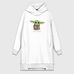 Женское худи-платье Маленький Йода, цвет: белый