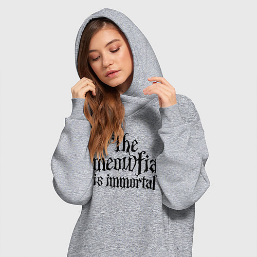 Женская толстовка-платье Мяуфия бессмертна - девиз / Меланж – фото 3