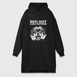 Женское худи-платье Red Hot Chili Peppers rock dog, цвет: черный