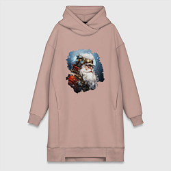 Женское худи-платье Санта Клаус стимпанк, цвет: пыльно-розовый