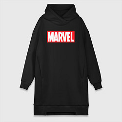 Женское худи-платье Marvel logo, цвет: черный