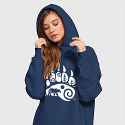 Женское худи-платье След Велеса - медведь, цвет: тёмно-синий — фото 2