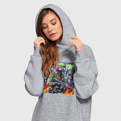 Женское худи-платье Cool parrot - special forces, цвет: меланж — фото 2