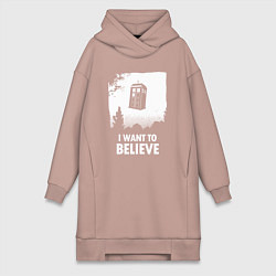 Женское худи-платье Tardis believe, цвет: пыльно-розовый