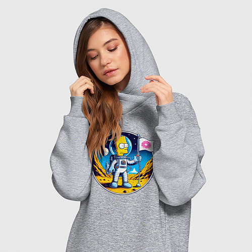 Женская толстовка-платье Космонавт Барт Симпсон на другой планете / Меланж – фото 3