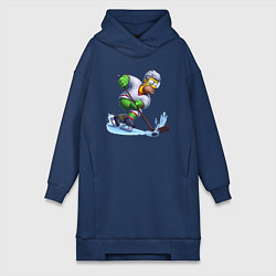 Женское худи-платье Гомер Симпсон - крутой хоккеист, цвет: тёмно-синий