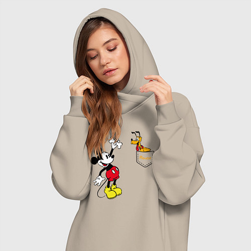 Женская толстовка-платье Микки Маус и Плуто / Миндальный – фото 3