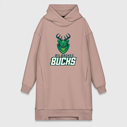 Женское худи-платье Milwaukee Bucks NBA, цвет: пыльно-розовый