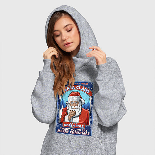 Женская толстовка-платье Santa Claus north pole / Меланж – фото 3