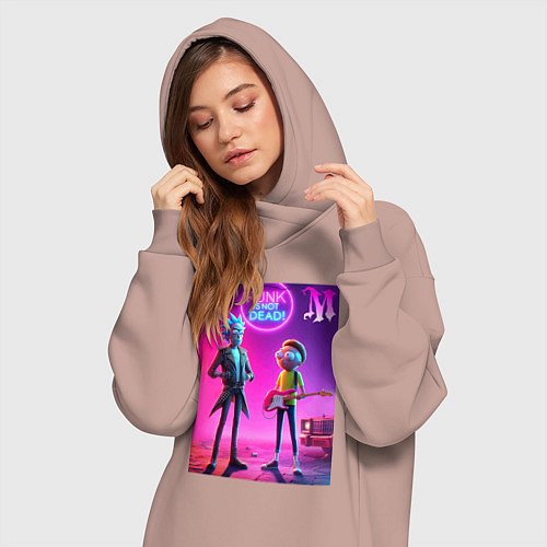 Женская толстовка-платье Rick and Morty - neon fantasy / Пыльно-розовый – фото 3