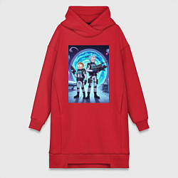 Женское худи-платье Космический спецназ - Рик и Морти, цвет: красный