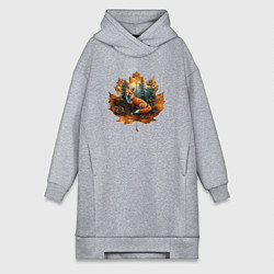 Женское худи-платье Лиса и лист, цвет: меланж