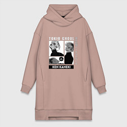 Женское худи-платье Токийский Гуль Kaneki Ken, цвет: пыльно-розовый