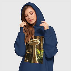 Женское худи-платье Кот с длинной шеей, цвет: тёмно-синий — фото 2