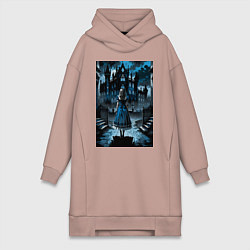 Женское худи-платье Готичная Алиса в стране чудес, цвет: пыльно-розовый