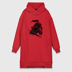 Женское худи-платье Боевой элитный рыцарь, цвет: красный
