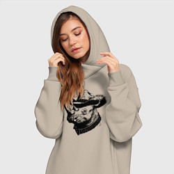 Женское худи-платье Носорог ковбой, цвет: миндальный — фото 2