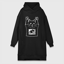 Женское худи-платье Limp Bizkit - cat rock, цвет: черный