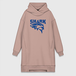 Женское худи-платье Акула атакует, цвет: пыльно-розовый