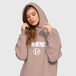 Женское худи-платье Twenty one pilots - logo, цвет: пыльно-розовый — фото 2
