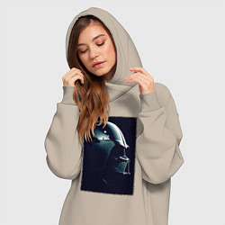 Женское худи-платье Мысли вейдера, цвет: миндальный — фото 2