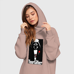 Женское худи-платье Крёстный отец Дарт Вейдер, цвет: пыльно-розовый — фото 2