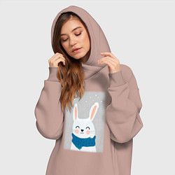 Женское худи-платье Снежный кролик с шарфом, цвет: пыльно-розовый — фото 2