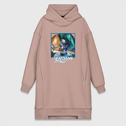 Женское худи-платье Рысь Ландау, цвет: пыльно-розовый