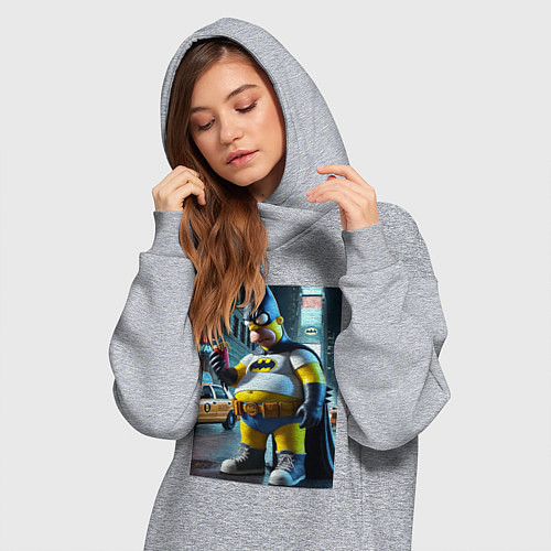 Женская толстовка-платье Бэтсимпсон купил в фастфуде картофель фри / Меланж – фото 3