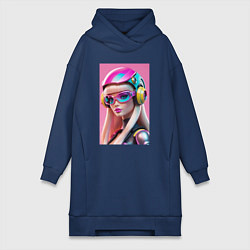 Женское худи-платье Sweet Barbie - cyberpunk, цвет: тёмно-синий