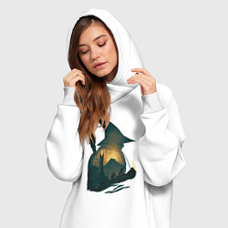 Женское худи-платье Силуэт Гендальфа - Властелин колец, цвет: белый — фото 2