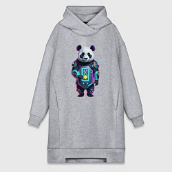 Женское худи-платье Крутой кибер панда, цвет: меланж