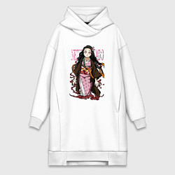 Женское худи-платье Клинок рассекающий демонов Незуко, цвет: белый