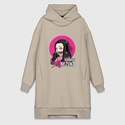 Женское худи-платье Клинок рассекающий демонов Камадо Незуко, цвет: миндальный
