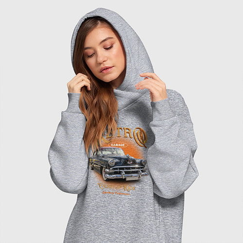 Женская толстовка-платье Ретро гараж и автомобиль Chevrolet 210 Deluxe / Меланж – фото 3