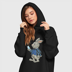 Женское худи-платье Деловой зайчик, цвет: черный — фото 2