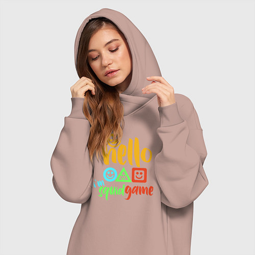 Женская толстовка-платье Hello squid game / Пыльно-розовый – фото 3