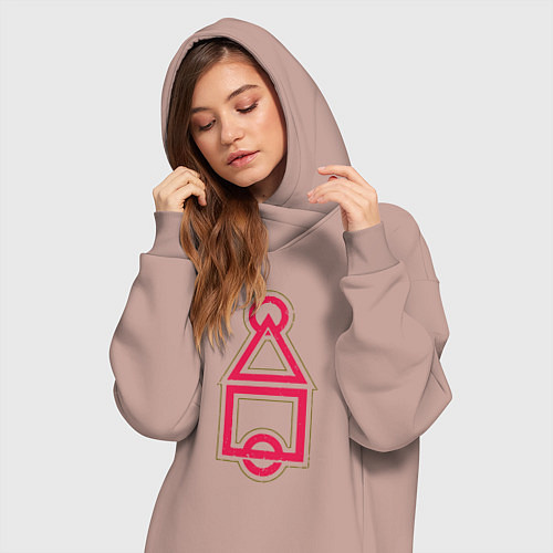 Женская толстовка-платье Символы игры в кальмара / Пыльно-розовый – фото 3