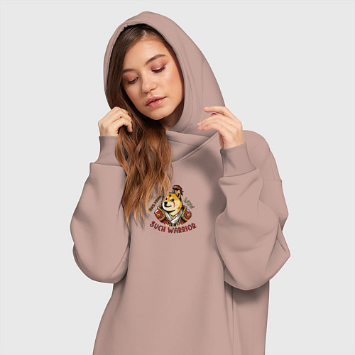 Женская толстовка-платье Сиба ину воин варвар / Пыльно-розовый – фото 3