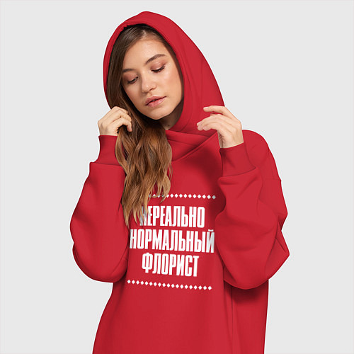 Женская толстовка-платье Нормальный флорист нереально / Красный – фото 3