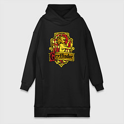 Женское худи-платье Hogwarts - gryffindor logo, цвет: черный