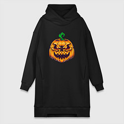 Женское худи-платье Halloween pumpkin, цвет: черный