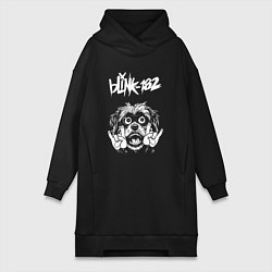 Женское худи-платье Blink 182 rock dog, цвет: черный