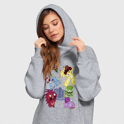 Женская толстовка-платье Happy three friends - carousel / Меланж – фото 3