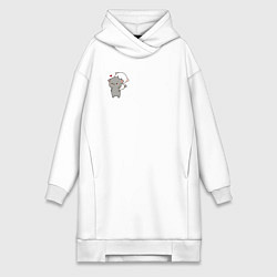 Женское худи-платье Белый котик на спине у серого для пары, цвет: белый