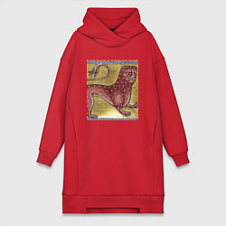Женское худи-платье Страдающее средневековье зверек мем, цвет: красный