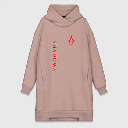 Женское худи-платье Assassins creed - shadows red, цвет: пыльно-розовый