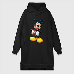 Женское худи-платье Микки - мышь, цвет: черный