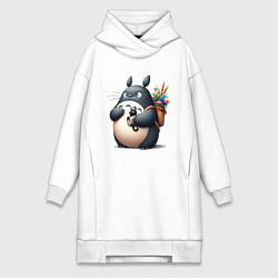 Женская толстовка-платье Totoro and black cat - anime
